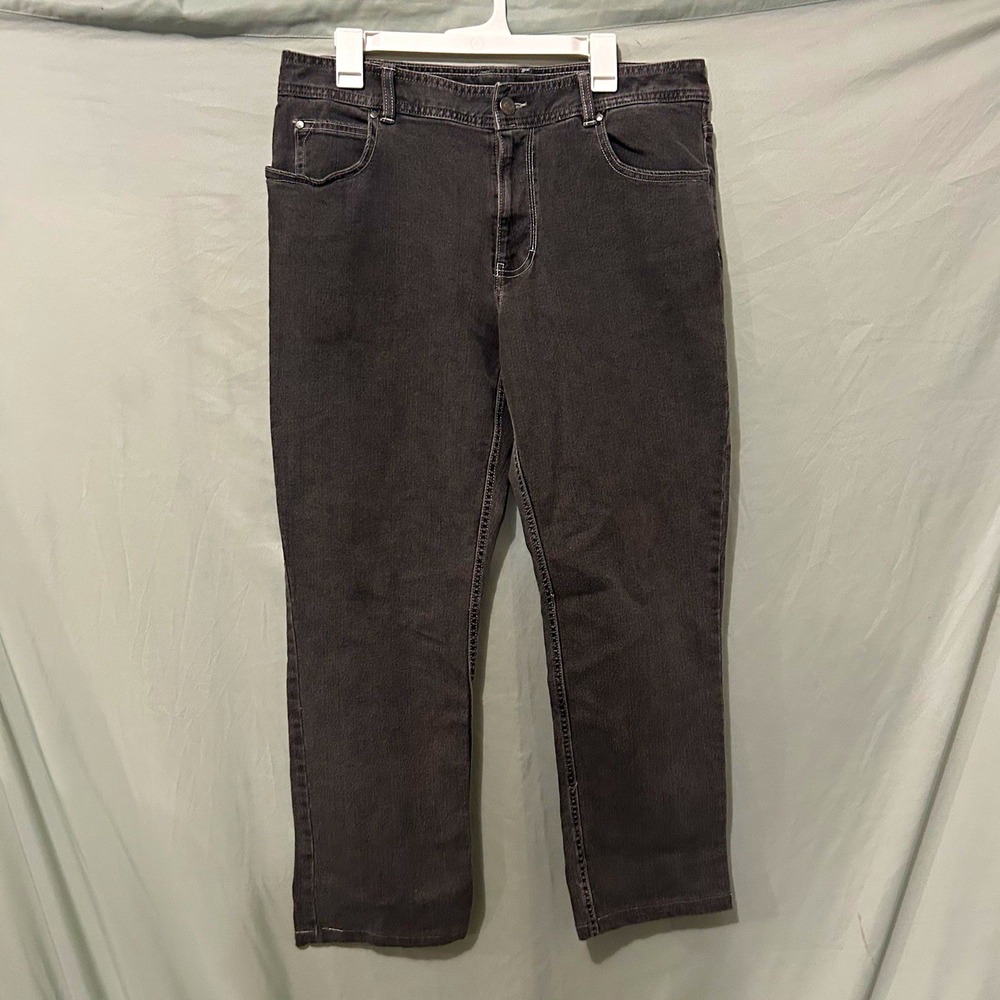 Columbia Men's Straight Fit Gray Dark Wash Denim Jeans 36W 32L 5-Pocket Zip